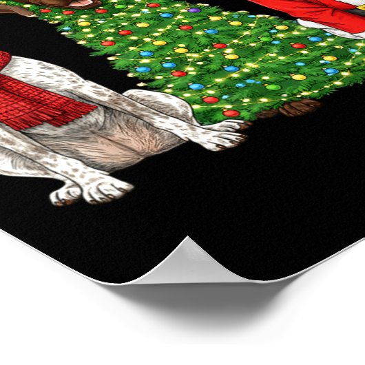 Retro Christmas German Shorthaired Inter Santa Rei Poster (Ecke)