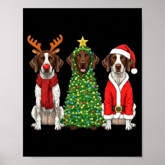 Retro Christmas German Shorthaired Inter Santa Rei Poster (Vorne)