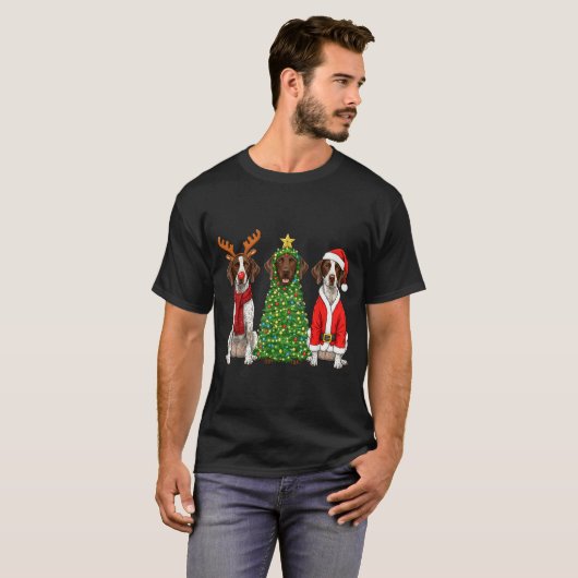 Retro Christmas German Shorthaired Inter Santa Rei T-Shirt (Vorne ganz)