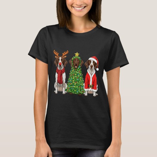 Retro Christmas German Shorthaired Inter Santa Rei T-Shirt (Vorderseite)