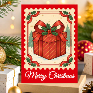 Retro Christmas Geschenkboxen Postage Briefmarke Feiertagskarte