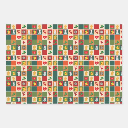 Retro Christmas Geschenkpapier - 3 Blätter (Vorderseite 2)