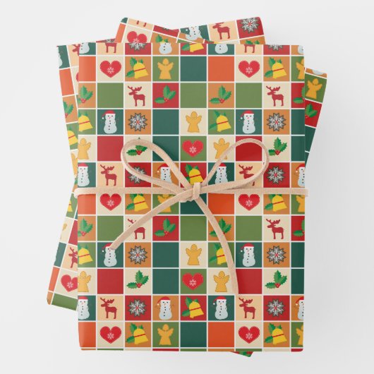 Retro Christmas Geschenkpapier - 3 Blätter (Beispiel)