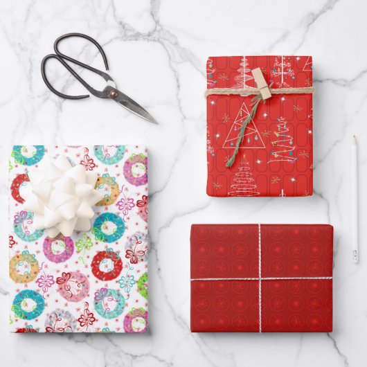 Retro Christmas Geschenkpapier Set (Vorderseite)