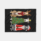 Retro Christmas Ghound Santa Reindeer Dog Lover Fleecedecke (Vorderseite (Horizontal))