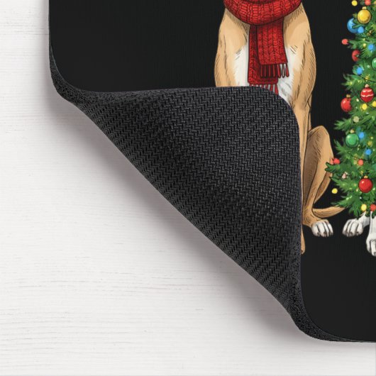 Retro Christmas Ghound Santa Reindeer Dog Lover Mousepad (Ecke)