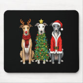 Retro Christmas Ghound Santa Reindeer Dog Lover Mousepad (Vorne)
