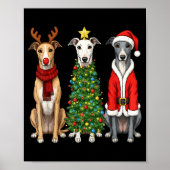 Retro Christmas Ghound Santa Reindeer Dog Lover Poster (Vorne)