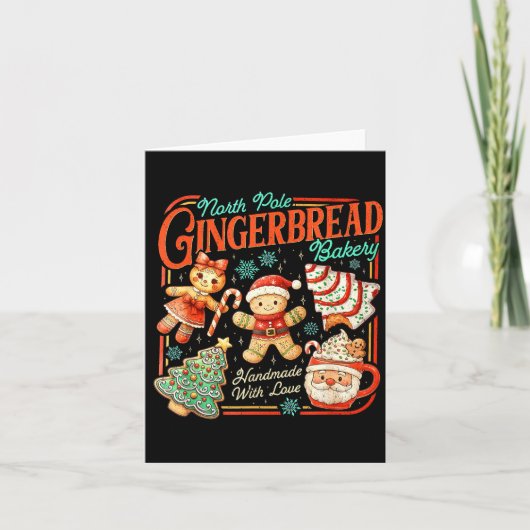Retro Christmas Gingerbread Bakery North Le Cookie Karte (Vorderseite)