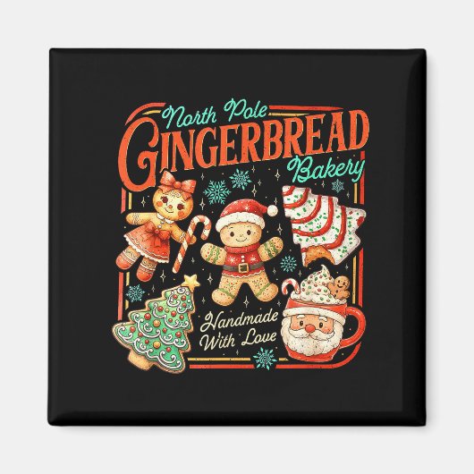 Retro Christmas Gingerbread Bakery North Le Cookie Magnet (Vorne)