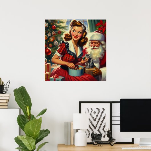 Retro Christmas Girl Poster (Heimbüro)