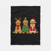 Retro Christmas Golden Retriever Santa Reindeer Do Fleecedecke (Vorderseite)