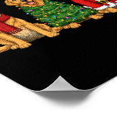 Retro Christmas Golden Retriever Santa Reindeer Do Poster (Ecke)