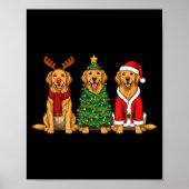Retro Christmas Golden Retriever Santa Reindeer Do Poster (Vorne)