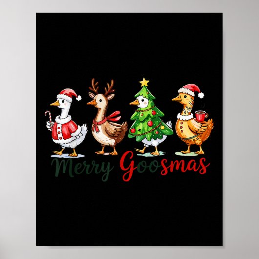 Retro Christmas Goose Xmas Merry Goosmas Poster (Vorne)