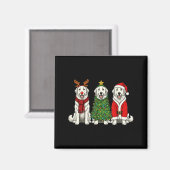 Retro Christmas Great Pyrenees Santa Reindeer Dog Magnet (Vorderseite/Rückseite)