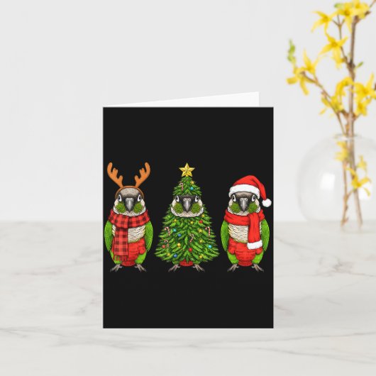 Retro Christmas Green Cheek Conure Parrot Santa Re Karte (Gelbe Blume)