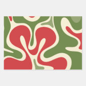 Retro Christmas Groovy Funky Abstrakt Red Green Geschenkpapier Set (Vorderseite 3)