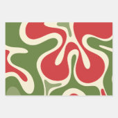Retro Christmas Groovy Funky Abstrakt Red Green Geschenkpapier Set (Vorderseite 2)