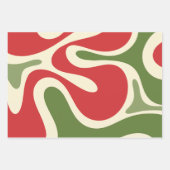 Retro Christmas Groovy Funky Abstrakt Red Green Geschenkpapier Set (Vorderseite)