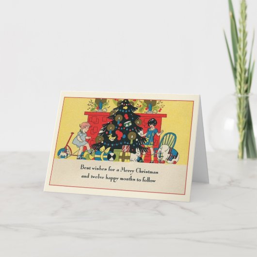 Retro Christmas Grußkarte Feiertagskarte (Vorderseite)