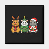 Retro Christmas Hamster Santa Reindeer Magnet (Vorne)