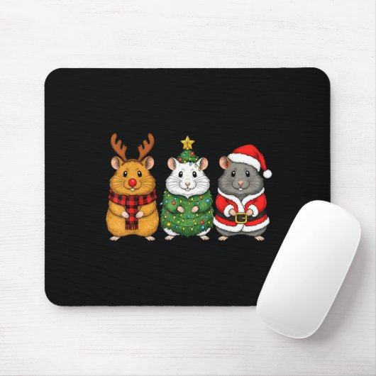 Retro Christmas Hamster Santa Reindeer Mousepad (Mit Mouse)