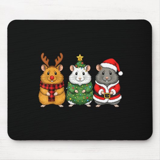 Retro Christmas Hamster Santa Reindeer Mousepad (Vorne)