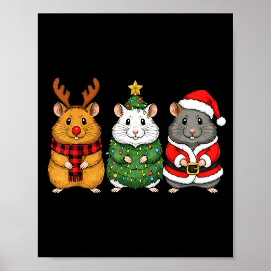 Retro Christmas Hamster Santa Reindeer Poster (Vorne)