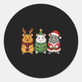 Retro Christmas Hamster Santa Reindeer Runder Aufkleber (Vorderseite)