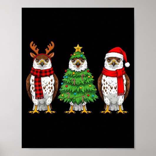 Retro Christmas Hawk Santa Reindeer Poster (Vorne)