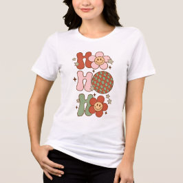 Retro Christmas Ho Ho Ho Ho Happy Gesicht und Disc Tri-Blend Shirt