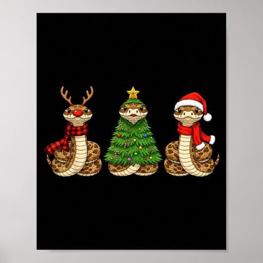 Retro Christmas Hognose Snake Santa Reindeer  Poster (Vorne)