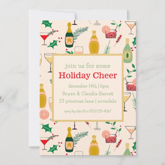 Retro Christmas Holiday Cocktail Party Einladung (Vorderseite)