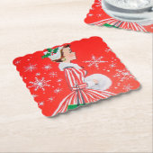 Retro Christmas Holiday Lady Party Untersetzer (angewinkelt)