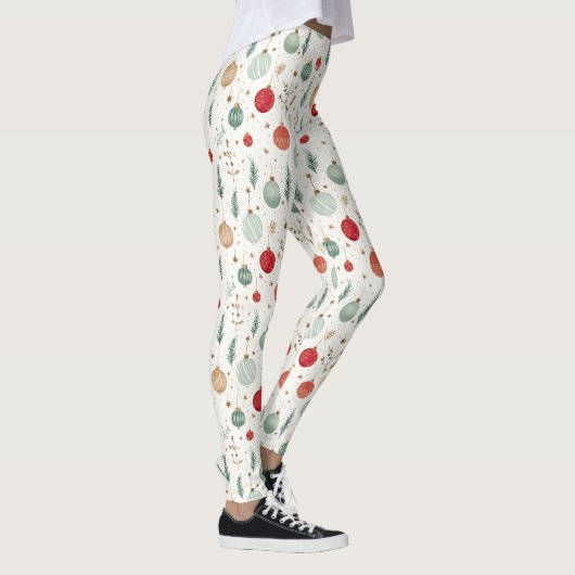 Retro Christmas Holiday Tree Ornamente Leggings (Rechts)