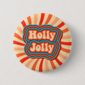 Retro Christmas Holidays Holly Jolly Typografie Button (Vorderseite)