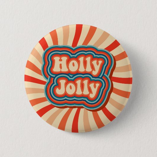 Retro Christmas Holidays Holly Jolly Typografie Button (Vorderseite)