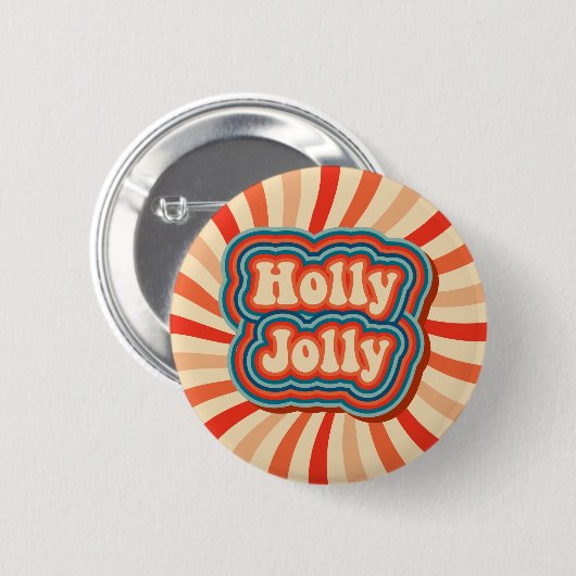 Retro Christmas Holidays Holly Jolly Typografie Button (Vorne & Hinten)