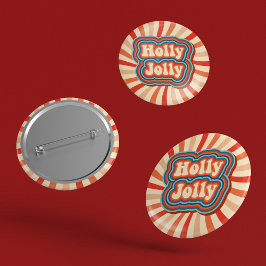 Retro Christmas Holidays Holly Jolly Typografie Button
