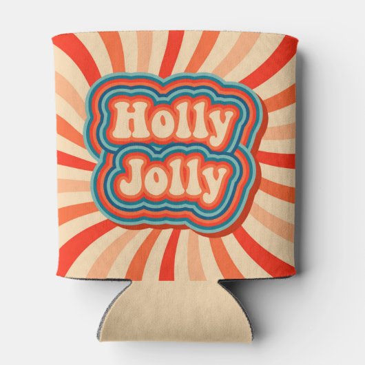 Retro Christmas Holidays Holly Jolly Typografie Dosenkühler (Rückseite)