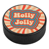 Retro Christmas Holidays Holly Jolly Typografie Eishockey Puck (3/4)