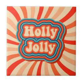Retro Christmas Holidays Holly Jolly Typografie Fliese