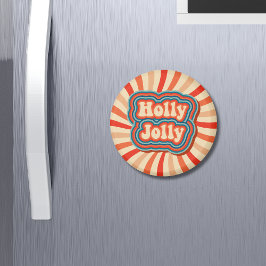 Retro Christmas Holidays Holly Jolly Typografie Magnet