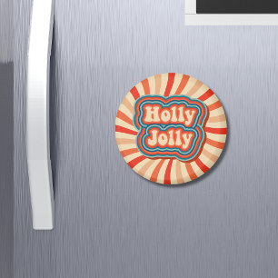 Retro Christmas Holidays Holly Jolly Typografie Magnet