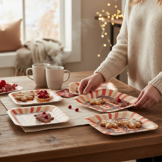 Retro Christmas Holidays Holly Jolly Typografie Pappteller