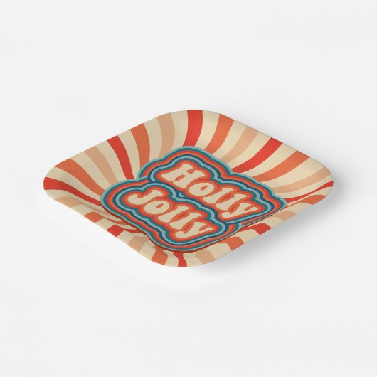 Retro Christmas Holidays Holly Jolly Typografie Pappteller (Gewinkelt)