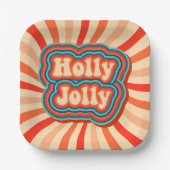 Retro Christmas Holidays Holly Jolly Typografie Pappteller (Vorderseite)