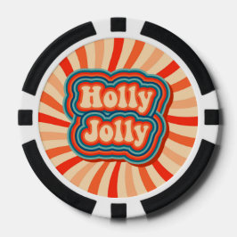 Retro Christmas Holidays Holly Jolly Typografie Pokerchips
