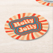 Retro Christmas Holidays Holly Jolly Typografie Runder Pappuntersetzer (Angewinkelt)